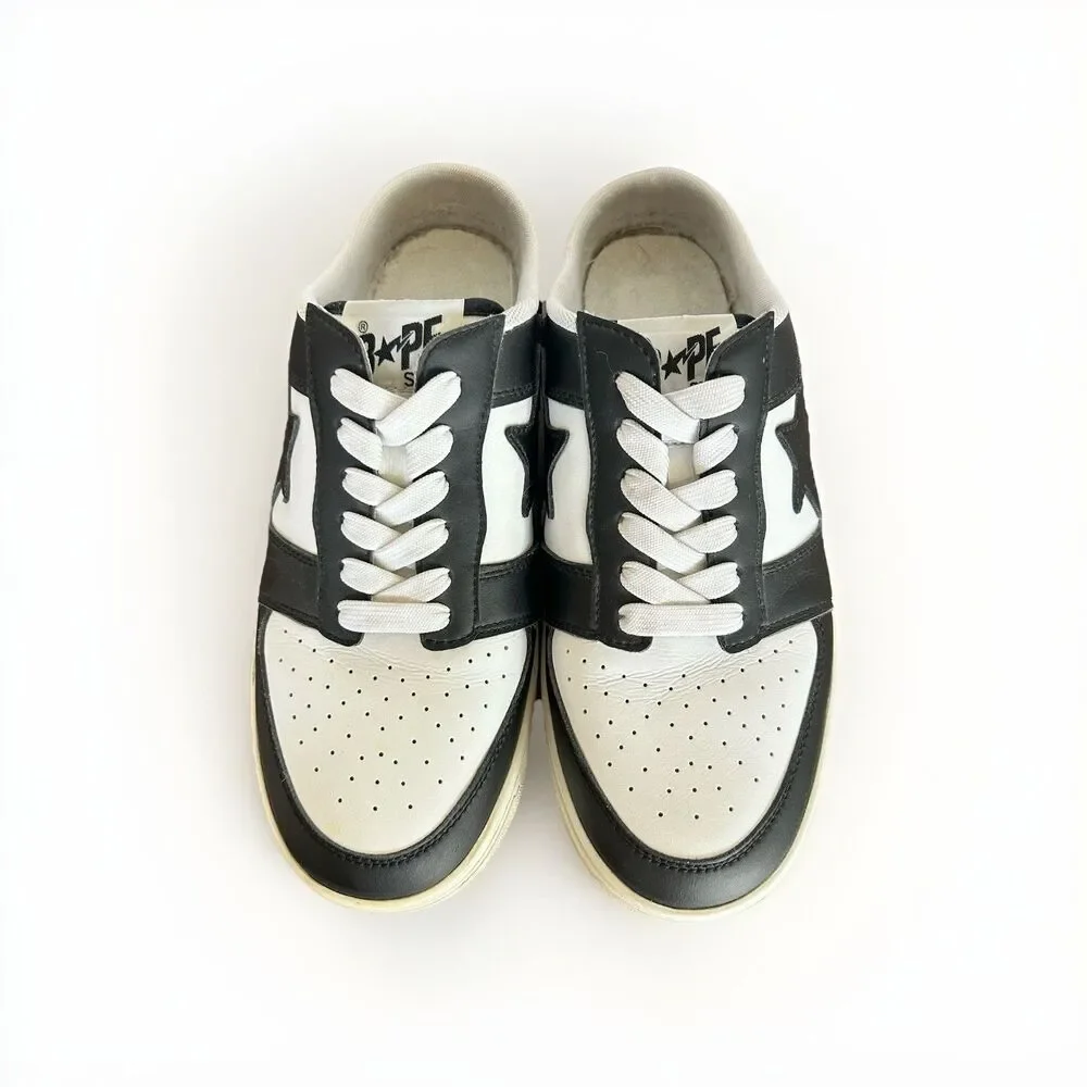 BAPE Sta Black White Low Top Sneakers Men’s Size 9 Streetwear Shoes